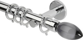 Rolls Neo Premium 28mm Smoke Grey Teardrop Chrome Cylinder Bracket Metal Curtain Pole