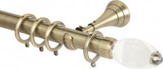Rolls Neo Premium 28mm Clear Teardrop Spun Brass Cup Bracket Metal Curtain Pole
