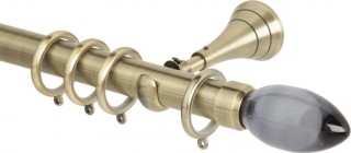 Rolls Neo Premium 28mm Smoke Grey Teardrop Spun Brass Cup Bracket Metal Curtain Pole