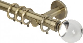Rolls Neo Premium 28mm Clear Ball Spun Brass Cylinder Bracket Metal Curtain Pole