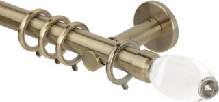 Rolls Neo Premium 28mm Clear Teardrop Spun Brass Cylinder Bracket Metal Curtain Pole