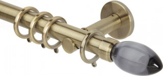 Rolls Neo Premium 28mm Smoke Grey Teardrop Spun Brass Cylinder Bracket Metal Curtain Pole