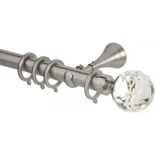 Rolls Neo Premium 28mm Clear Faceted Ball Stainless Steel Cup Bracket Metal Curtain Pole