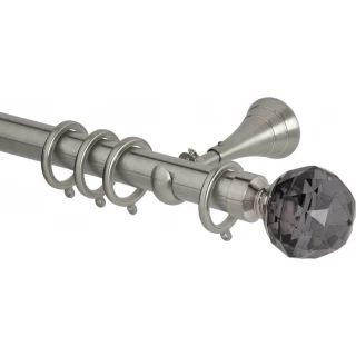 Rolls Neo Premium 28mm Smoke Grey Faceted Ball Stainless Steel Cup Bracket Metal Curtain Pole