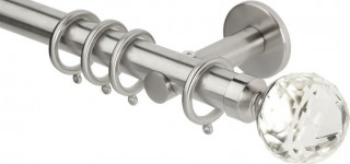 Rolls Neo Premium 28mm Clear Faceted Ball Stainless Steel Cylinder Bracket Metal Curtain Pole