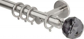 Rolls Neo Premium 28mm Smoke Grey Faceted Ball Stainless Steel Cylinder Bracket Metal Curtain Pole