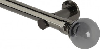Rolls Neo Premium 35mm Smoke Grey Ball Black Nickel Cylinder Bracket Metal Eyelet Curtain Pole