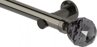 Rolls Neo Premium 35mm Smoke Grey Faceted Ball Black Nickel Cylinder Bracket Metal Eyelet Curtain Pole