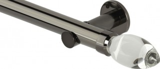 Rolls Neo Premium 35mm Clear Teardrop Black Nickel Cylinder Bracket Metal Eyelet Curtain Pole