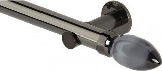 Rolls Neo Premium 35mm Smoke Grey Teardrop Black Nickel Cylinder Bracket Metal Eyelet Curtain Pole