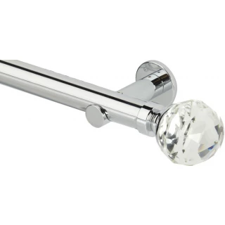 Rolls Neo Premium 35mm Clear Faceted Ball Chrome Cylinder Bracket Metal Eyelet Curtain Pole