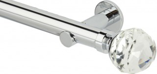Rolls Neo Premium 35mm Clear Faceted Ball Chrome Cylinder Bracket Metal Eyelet Curtain Pole