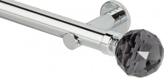 Rolls Neo Premium 35mm Smoke Grey Faceted Ball Chrome Cylinder Bracket Metal Eyelet Curtain Pole