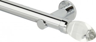 Rolls Neo Premium 35mm Clear Teardrop Chrome Cylinder Bracket Metal Eyelet Curtain Pole