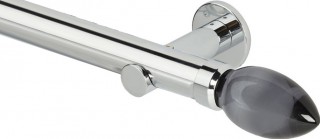Rolls Neo Premium 35mm Smoke Grey Teardrop Chrome Cylinder Bracket Metal Eyelet Curtain Pole