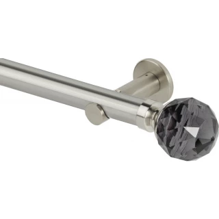 Rolls Neo Premium 35mm Smoke Grey Faceted Ball Stainless Steel Cylinder Bracket Metal Eyelet Curtain Pole