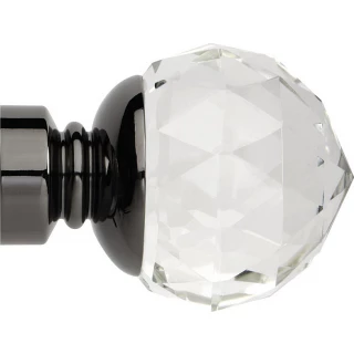 Rolls Neo Premium 35mm Clear Faceted Ball Black Nickel Crystal Finials (Pair)