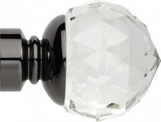 Rolls Neo Premium 35mm Clear Faceted Ball Black Nickel Crystal Finials (Pair)