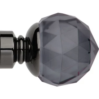 Rolls Neo Premium 35mm Smoke Grey Faceted Ball Black Nickel Crystal Finials (Pair)
