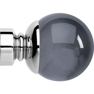 Rolls Neo Premium 35mm Smoke Grey Ball Chrome Effect Crystal Finials (Pair)