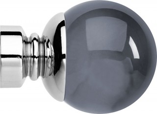 Rolls Neo Premium 35mm Smoke Grey Ball Chrome Crystal Finials (Pair)