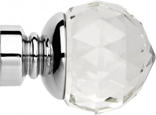 Rolls Neo Premium 35mm Clear Faceted Ball Chrome Crystal Finials (Pair)