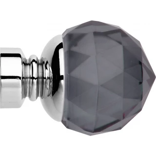 Rolls Neo Premium 35mm Smoke Grey Faceted Ball Chrome Crystal Finials (Pair)