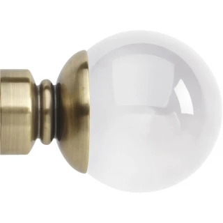 Rolls Neo Premium 35mm Clear Ball Spun Brass Effect Crystal Finials (Pair)