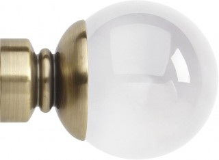 Rolls Neo Premium 35mm Clear Ball Spun Brass Crystal Finials (Pair)