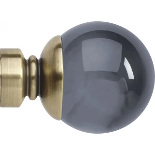 Rolls Neo Premium 35mm Smoke Grey Ball Spun Brass Crystal Finials (Pair)