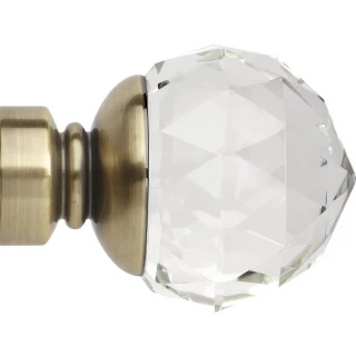 Rolls Neo Premium 35mm Clear Faceted Ball Spun Brass Crystal Finials (Pair)
