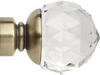 Rolls Neo Premium 35mm Clear Faceted Ball Spun Brass Crystal Finials (Pair)