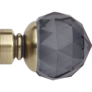 Rolls Neo Premium 35mm Smoke Grey Faceted Ball Spun Brass Crystal Finials (Pair)