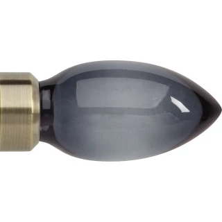 Rolls Neo Premium 35mm Smoke Grey Teardrop Spun Brass Crystal Finials (Pair)