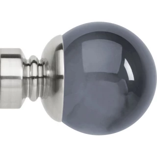 Rolls Neo Premium 35mm Smoke Grey Ball Stainless Steel Effect Crystal Finials (Pair)