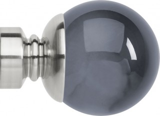 Rolls Neo Premium 35mm Smoke Grey Ball Stainless Steel Crystal Finials (Pair)