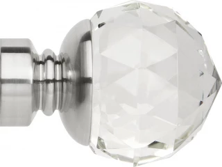 Rolls Neo Premium 35mm Clear Faceted Ball Stainless Steel Crystal Finials (Pair)