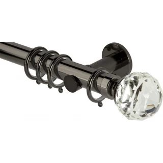 Rolls Neo Premium 35mm Clear Faceted Ball Black Nickel Cylinder Bracket Metal Curtain Pole