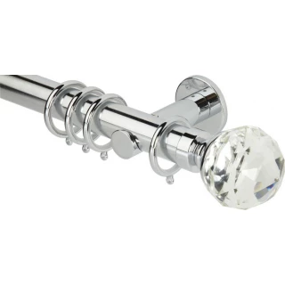 Rolls Neo Premium 35mm Clear Faceted Ball Chrome Cylinder Bracket Metal Curtain Pole