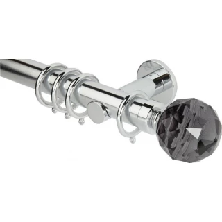 Rolls Neo Premium 35mm Smoke Grey Faceted Ball Chrome Cylinder Bracket Metal Curtain Pole