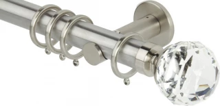 Rolls Neo Premium 35mm Clear Faceted Ball Stainless Steel Cylinder Bracket Metal Curtain Pole