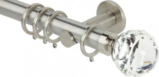 Rolls Neo Premium 35mm Clear Faceted Ball Stainless Steel Cylinder Bracket Metal Curtain Pole