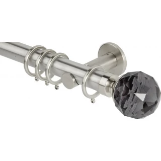 Rolls Neo Premium 35mm Smoke Grey Faceted Ball Stainless Steel Cylinder Bracket Metal Curtain Pole