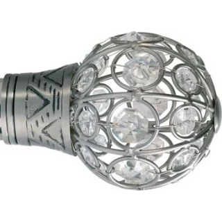 Museum Galleria 35mm Brushed Silver Jewelled Cage Finial