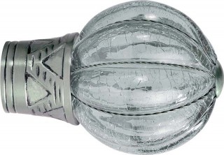 Museum Galleria 35mm Brushed Silver Cracked Glass Pumpkin Finial