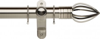 Museum Galleria Metals 50mm Brushed Silver Metal Curtain Pole