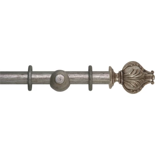 Museum Handcrafted 45mm Antique Silver Wood Curtain Pole