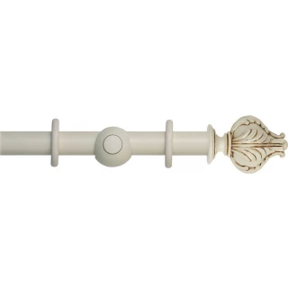 Museum Handcrafted 45mm Antique White Wood Curtain Pole