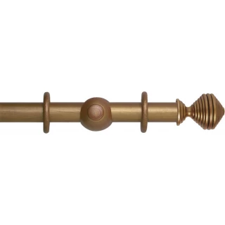 Museum Handcrafted 45mm Red-Gold Effect Wood Curtain Pole