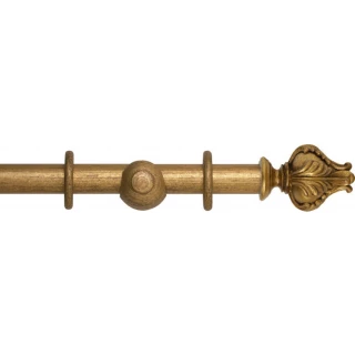 Museum Handcrafted 35mm Antique Gilt Effect Wood Curtain Pole